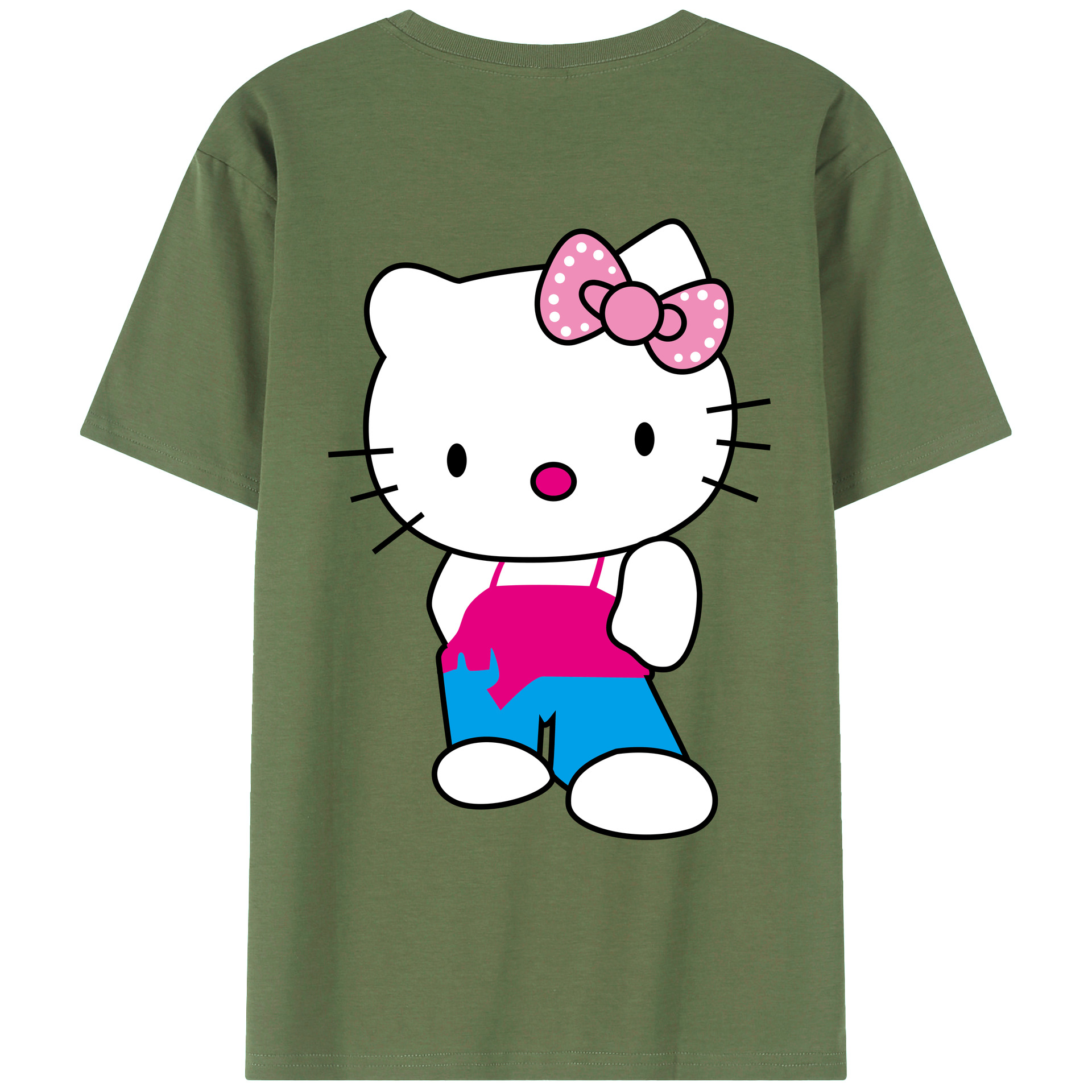 （画像用） Hello Kitty ハローキティ 綿100％ メンズ半袖Tシャツ（バックプリント） 通気性